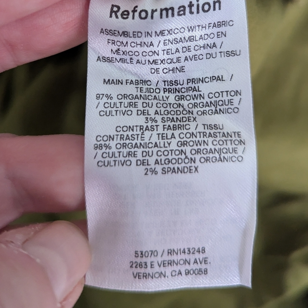REFORMATION Green Organic Cotton Mininalist Feminine Maxi Dress Size Small - Picture 11 of 12